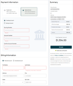 Required electronic check fields are outlined in red